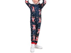Pijama navideño Rebe para niños de 2 años con estampado de ciervos, manga larga, unisex, ideal para fiestas y fotos familiares.