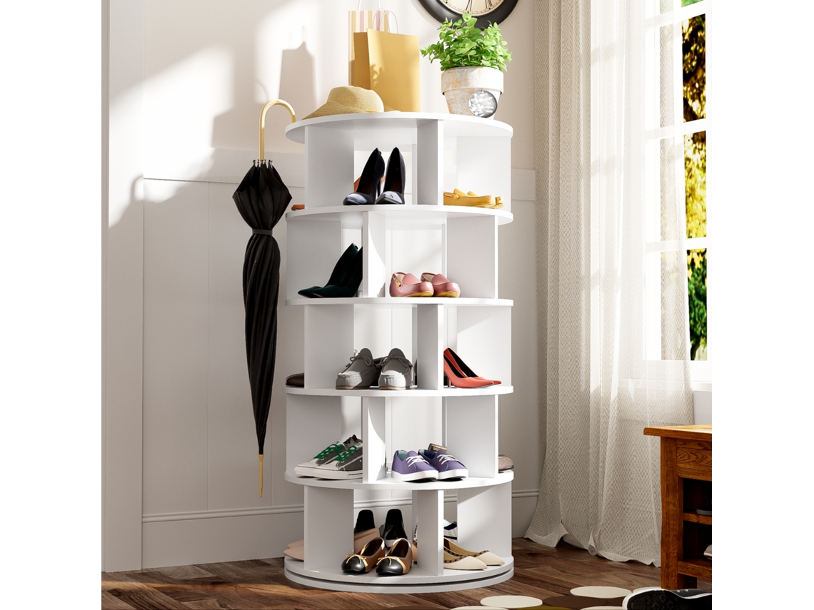 Zapatero giratorio de 5 niveles, estilo blanco