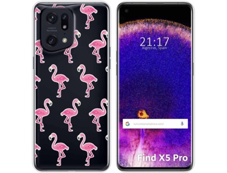 Carcasa para Oppo Find X5 Pro 5G TUMUNDOSMARTPHONE Dibujos Transparente Flamenco Multicolor