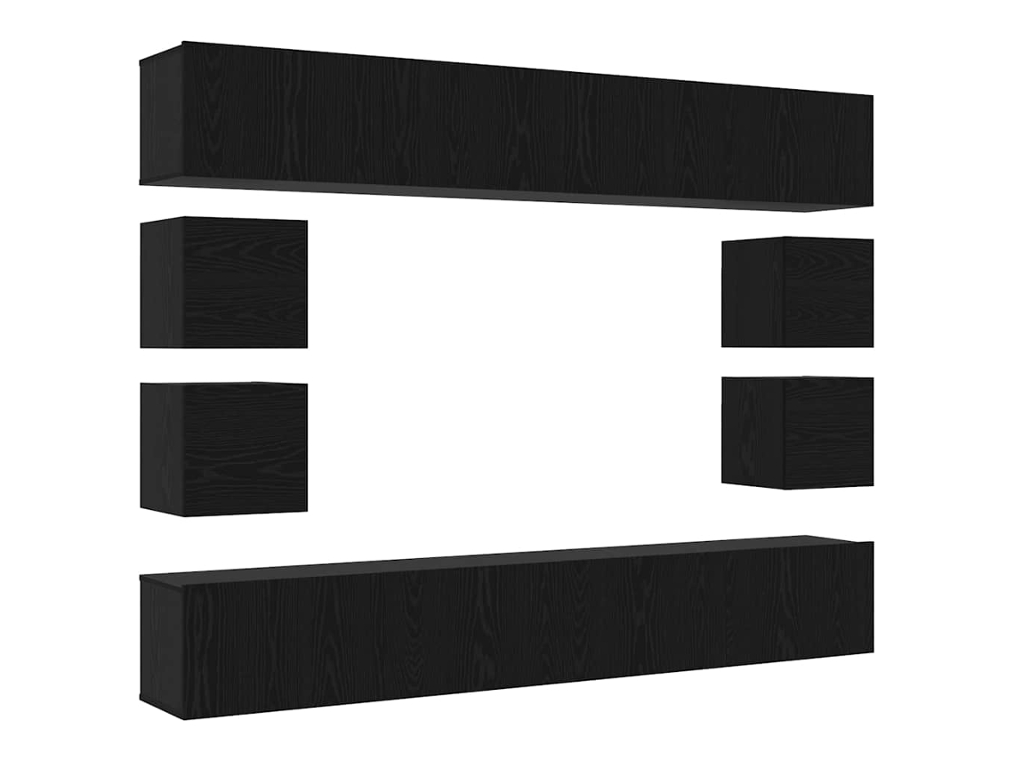 Maison Exclusive - Conjunto De Mueble De Tv 8 Pcs Roble Negro Madera De Ingeniería