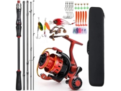 Caña Y Carrete De Spinning Fibra Carbono 1,8/2,1 M, Potencia Freno Máxima 8 Kg, Ideal Para La Pesca Lubina,...