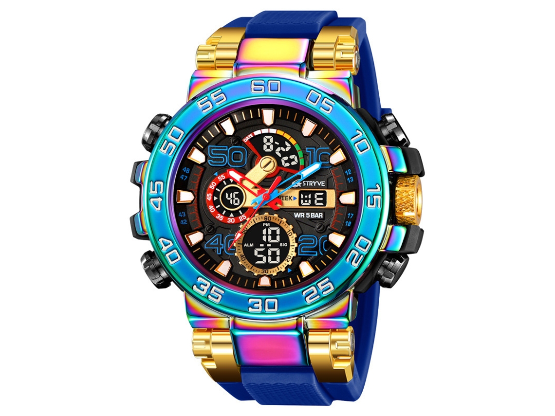 Reloj Deportivo Electrónico Cronógrafo Luminoso E Impermeable (azul Vibrante), Reloj Multifuncional Para Estudiantes Con Caja Metálica.