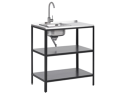 Cocina exterior de metal negro/plateado 90 cm BELIANI Vilama