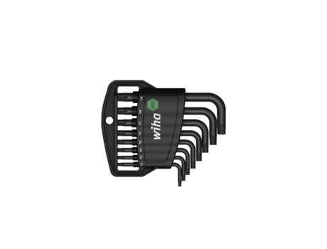 WIHA Juego de llaves Allen en soporte Classic TORX®, de 9 unid., cortas, acabado en oxidación negra (36461)