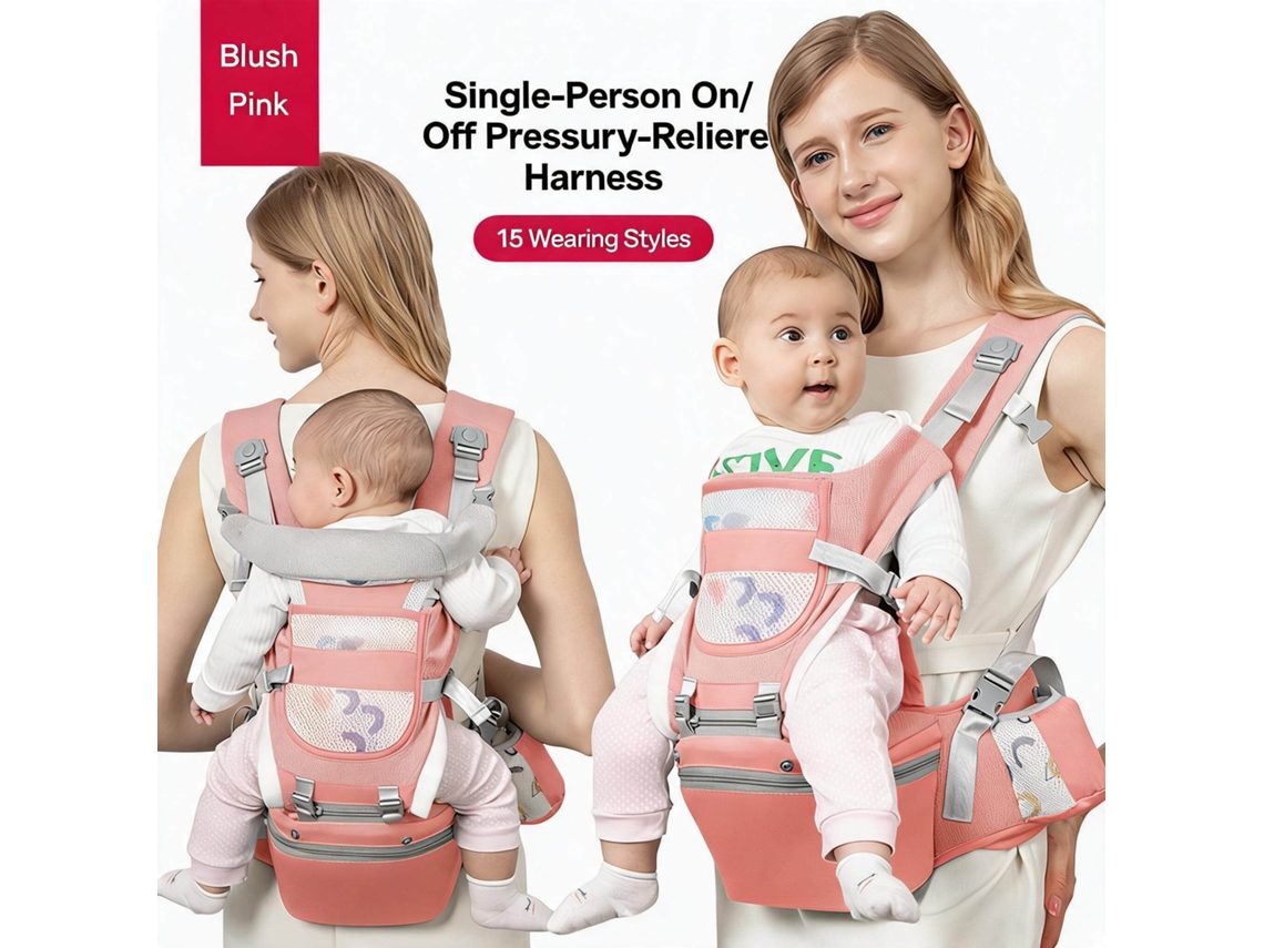 Portero Bebé Chrui Con Asiento De Cadera 0-48 Meses Transpirable (rosa)