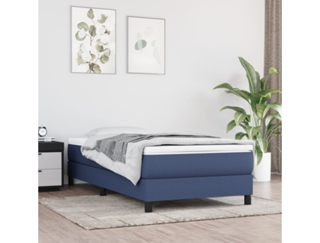 vidaXL Cama con somier y colchón 90x190 cm tela azul
