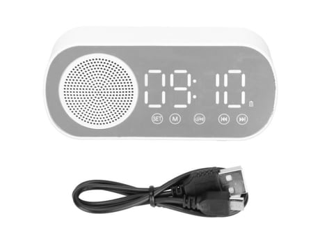 HURRISE Despertador Radio FM Digital Hi-Fi Reloj FM Recargable Bluetooth 5.0 Altavoz Reloj Espejo para Viaje