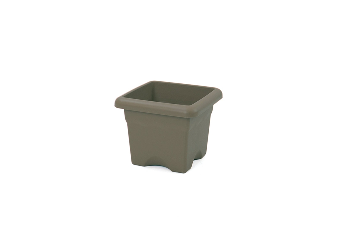 PLASTIKEN 7722 - Maceta Cuadrada Colección TERRA Medida 22 cm 4L Taupe
