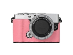 Estuche de cuero texturizado compatible con Olympus Pen y cámara P7, batería fácil de reemplazar Facpoet