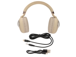 Auriculares Inalámbricos Estéreo Bluetooth Para Juegos Con Diseño De Dibujos Animados Y Luces Led, Color Beige Dorado.