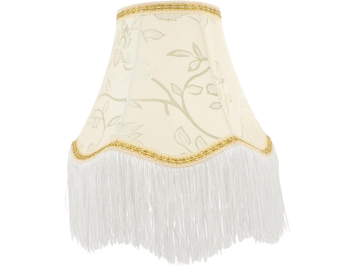 Lámpara De Pie Retro Europea De Tela Con Flores Bordadas Y Flecos, Tela En Forma De Campana Para Lámpara De Mesita De Noche O