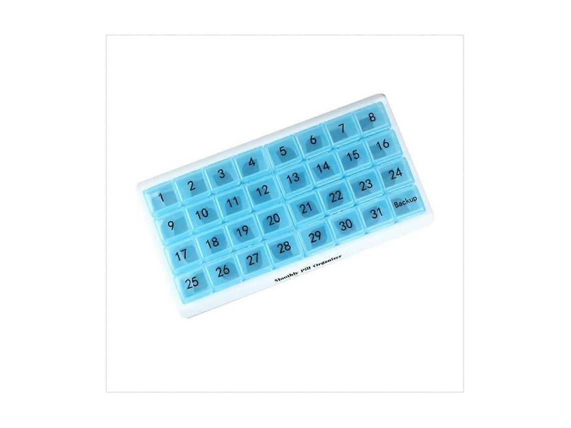 Organizador Mensual De Pastillas Con 31 Compartimentos, 1 Por Día, 4 Semanas, Mes Completo (31 Días)