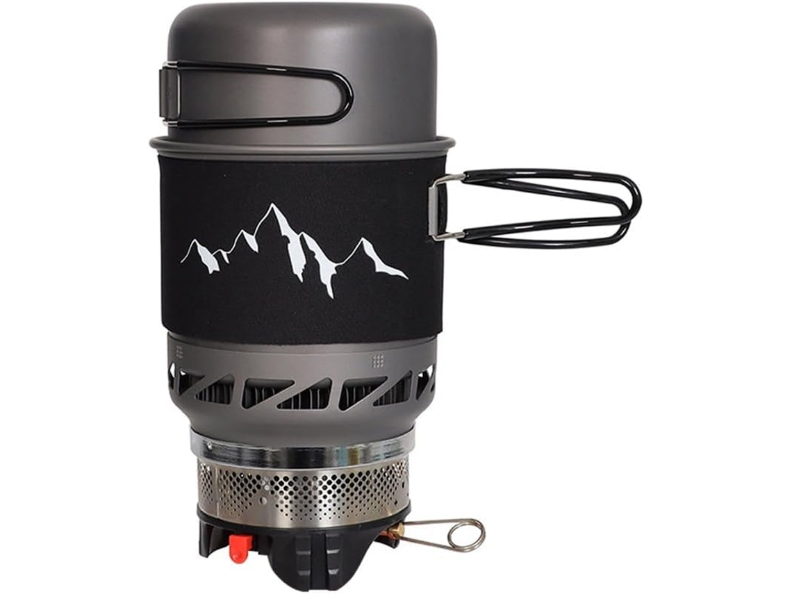 Ensemble De Batterie Cuisine Camping Con Réchaud D'extérieur Coupe-vent, Kit Casserole Léger Pour