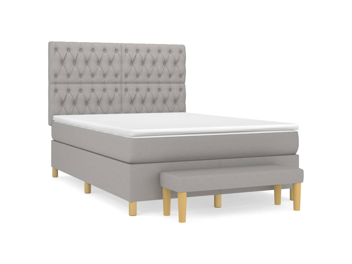 Maison Exclusive - Cama Box Spring Con Colchón Tela Gris Claro 140x190 Cm