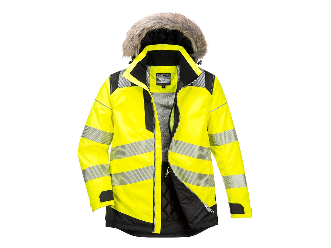 Parka de invierno de alta visibilidad PW3 amarilla y negra / 5XL