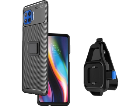 Funda Moto G 5G Plus Rugged Carbon con Soporte para la Cintura Negro