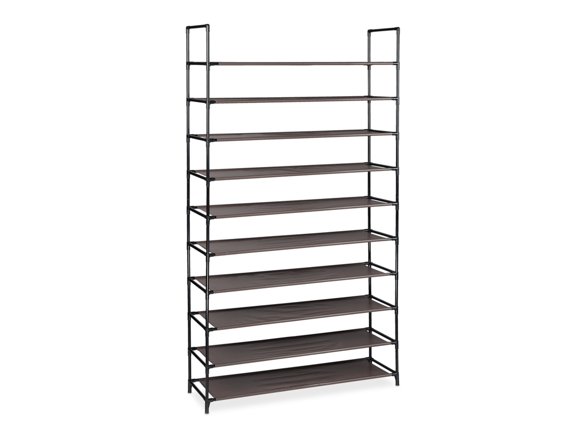 Sistema De Sapateira Relaxdays Xxl, 10 Níveis, Para 50 Pares De Sapatos, Estante Hbt 176,5x99x29,5 Cm, Castanho