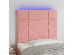 Cabecero Con Luces Led Terciopelo Rosa 100x5x118/128 Cm