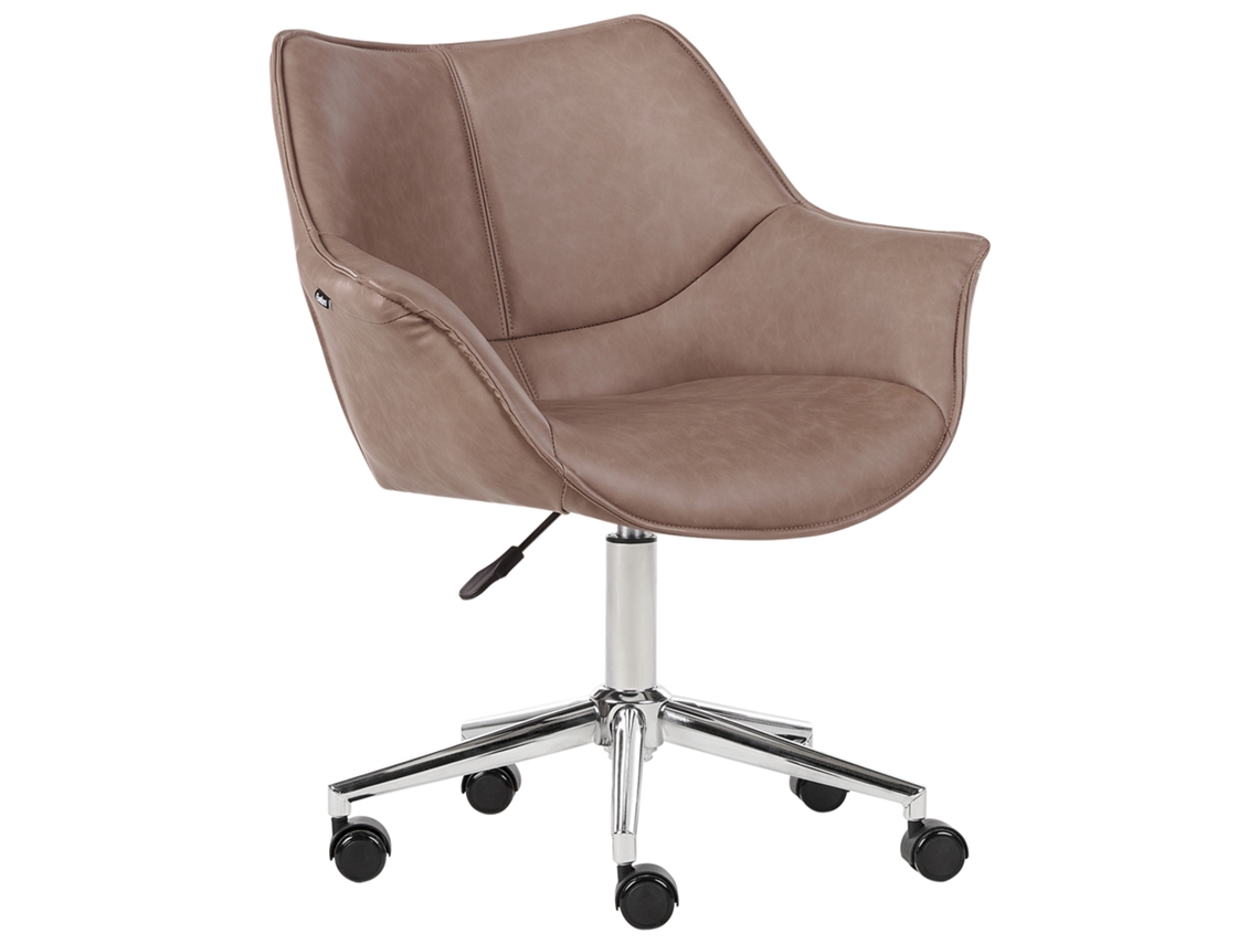 Silla de oficina BELIANI Newdale de Piel sintética Marrón 62x62x91