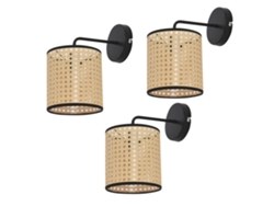 Set de 3 lámparas de pared Southend moderna 1x E14 40 W metal-plástico 25 x Ø 16 cm - Negro y Beige LUX.PRO
