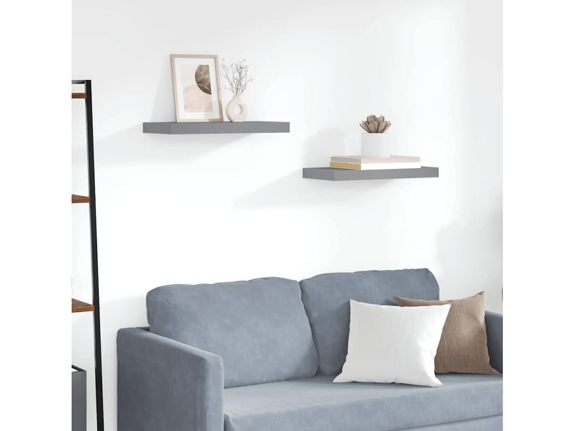Estante Flotante De Pared | Estante Flotante | Estantería Pared Mdf Gris 50x23x3,8 Cm