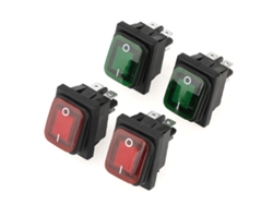Juego de 4 interruptores basculantes impermeables, 4 pines, 2 posiciones, con luces rojas y verdes.