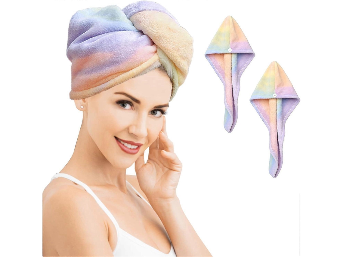 Toalla de microfibra para el cabello, paquete de 2, secado rápido, súper absorbente, con B Rosewell
