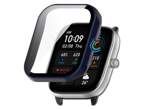 Amazfit GTS4 Mini Part + Caja protectora para reloj con película templada completamente cerrada (pintura azul)