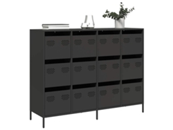 Aparador | Mueble De Comedor | Buffet De Acero Laminado En Frío Negro 135x39x103,5 Cm Wsd93473