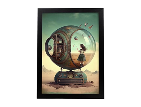 NACNIC Poster Biblioteca De Vidrio En Estilo Surrealismo Cinematográfico Ilustraciones Y Grabados De Historieta Abstracta Y Artística A3