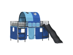 Maison Exclusive - Estructura De Litera Para Niños Negro Y Azul 107 X 200 Cm Metal