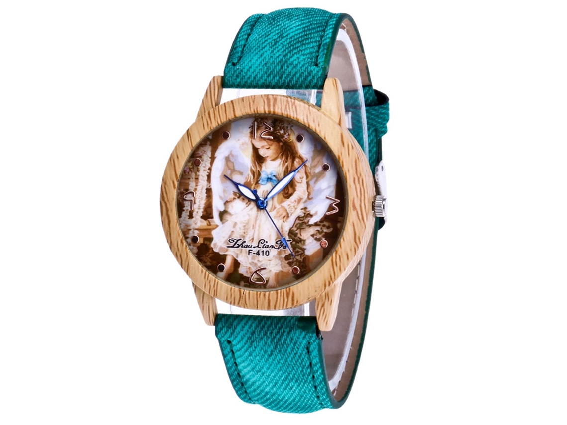 Reloj De Cuarzo Informal Para Mujer Zhoulianfa Con Correa De Mezclilla Y Estampado (verde)