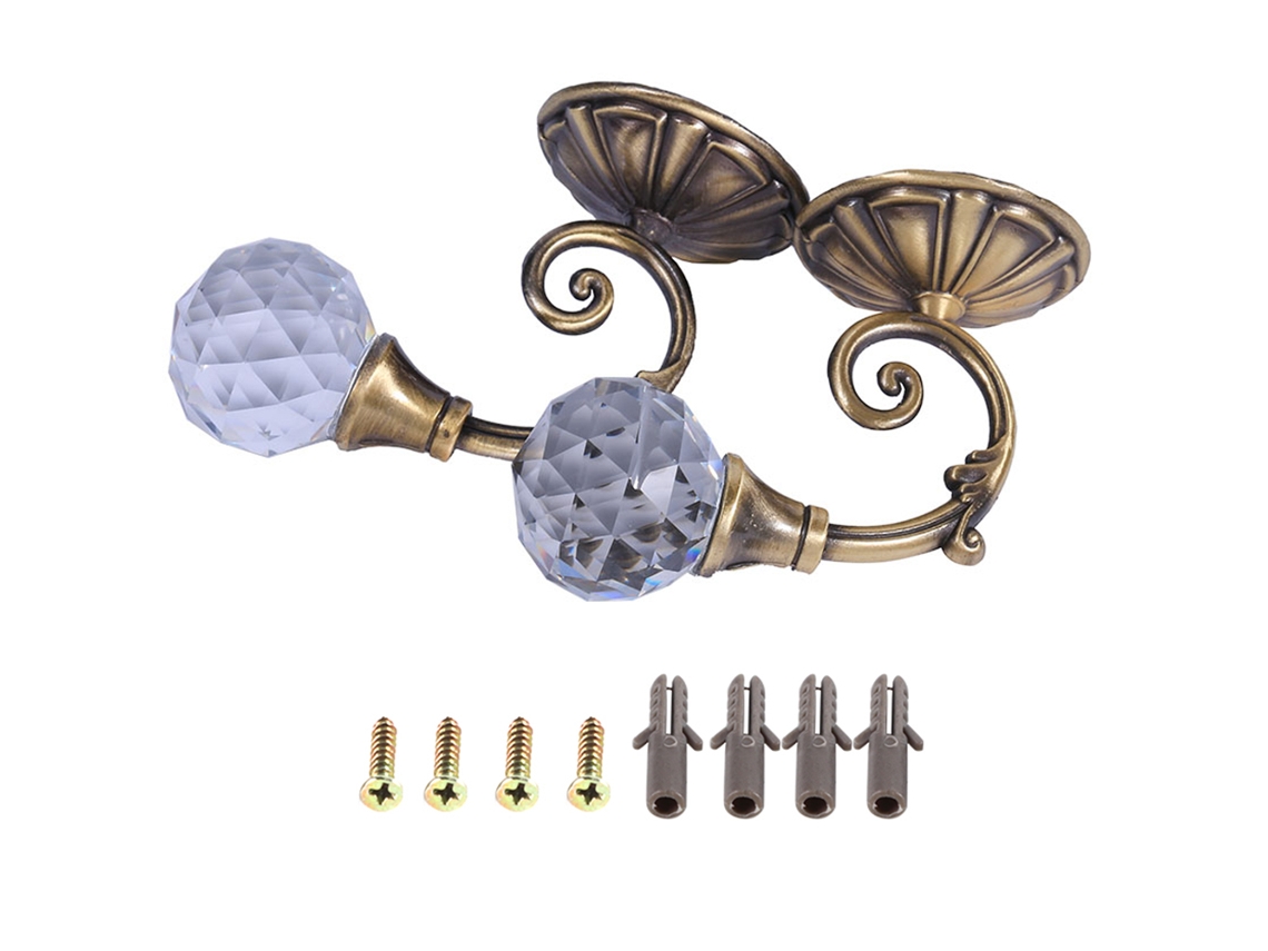 Gancho para cortina de cristal y metal de bronce oscuro (2 unidades)