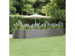 Jardín Elevado/Plantador de Acero con Revestimiento en Polvo Gris 447X140X68 cm
