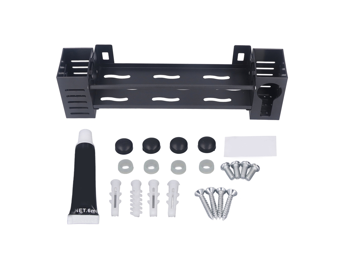 Estantería De Pared Multifuncional Para Cocina Y Baño, Acero Al Carbono, Con Soporte Para Cucharas Y Soporte Para Copas De Cerveza, 20 Cm.