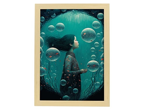NACNIC Poster Bajo El Mar En Estilo Surrealismo Cinematográfico Ilustraciones Y Grabados De Historieta Abstracta Y Artística A3 Marcos Madera
