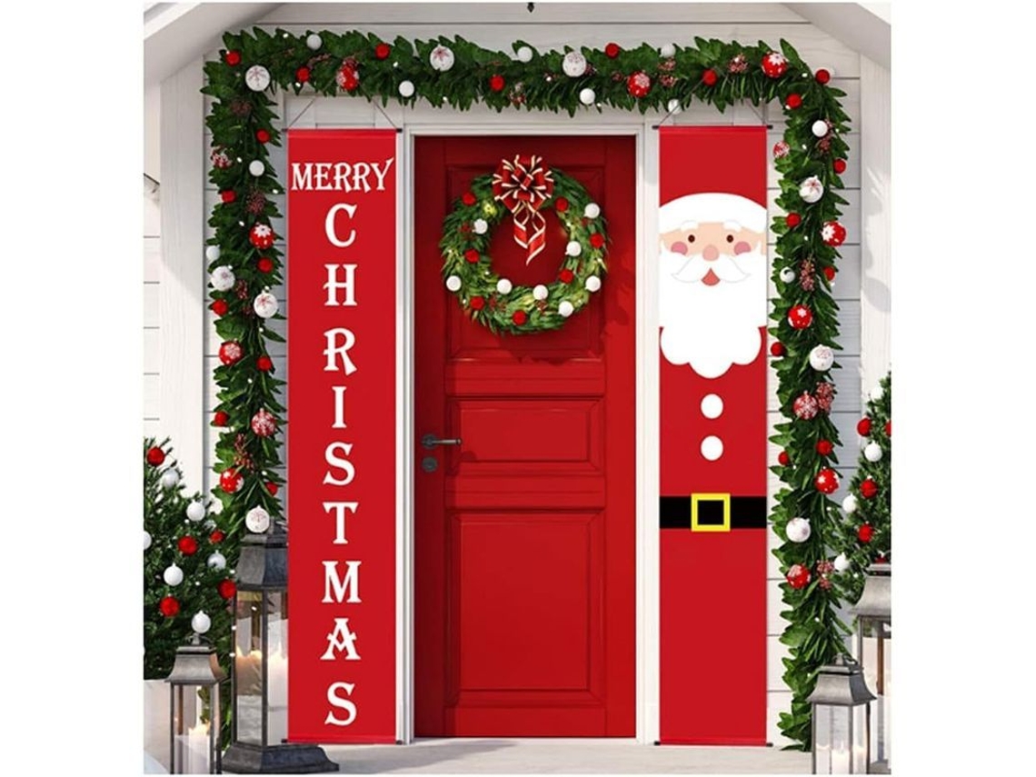Guirnalda Navideña Decorativa Para Uso Exterior/interior, Cartel De Bienvenida De Papá Noel, Para Porche, 180x30cm