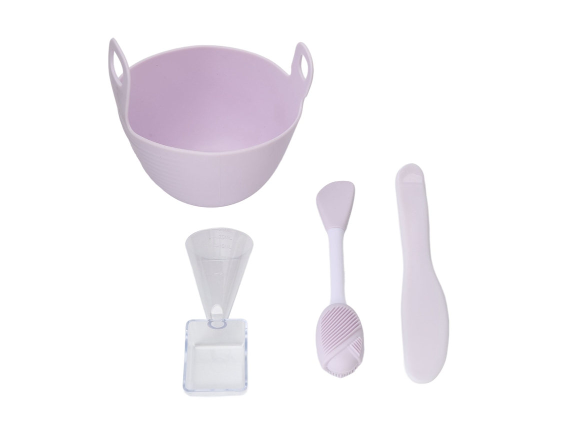 Mezclador de mascarillas faciales de silicona suave y reutilizable con cuchara para salón de belleza, morado