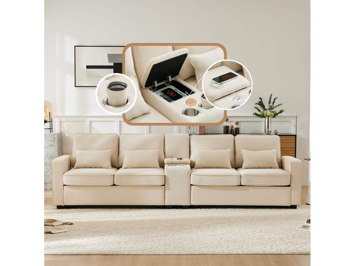 Sofá cama modular en forma de L con almacenamiento y chaise longue intercambiable para salones modernos.