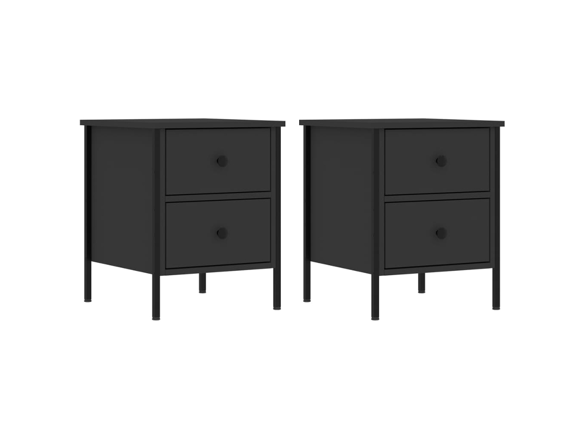 Juego de 2 mesitas de noche de madera negra MAISON EXCLUSIVE (40x42x50 cm)