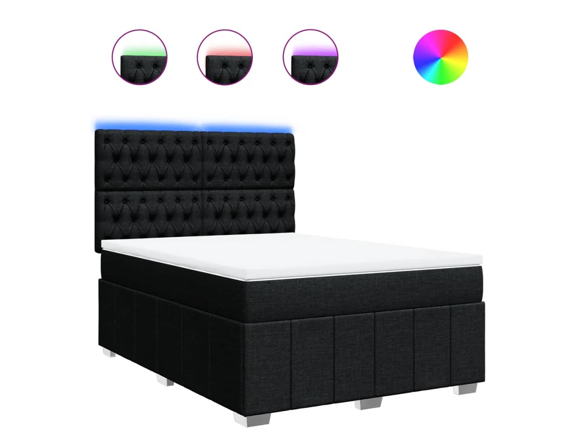 Maison Exclusive - Cama Box Spring Con Colchón Tela Negro 140x200 Cm