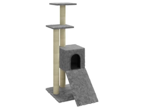 vidaXL Rascador para gatos con postes de sisal gris claro 92 cm