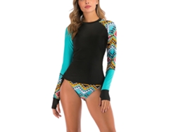 Traje de baño largo estampado verde para mujer, talla M