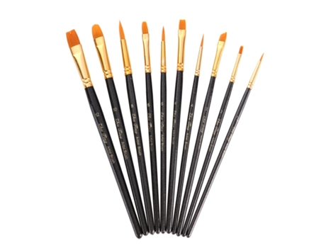 10 pinceles para artistas de nailon. negro