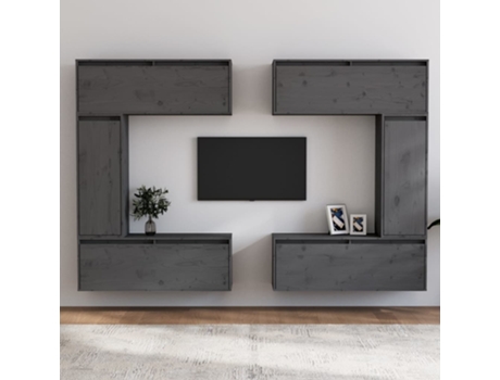 Conjunto 6 Muebles para TV VIDAXL madera maciza de pino gris