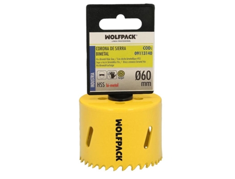 Corona Sierra Bimetal Ø 60 mm Templado Termico. Base Reforzada. Corona Madera. Broca Agujeros Madera. Acero. Hierro. Plasticos WOLFPACK LINEA PROFE...