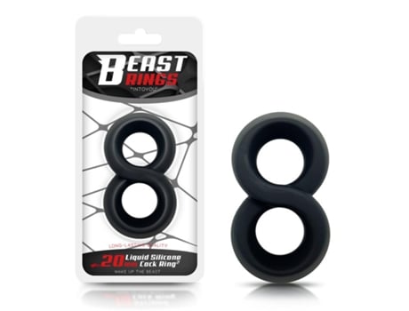 Anillo Doble para El Pene 100% Silicona Líquida 2 Cm Negro BEAST RINGS