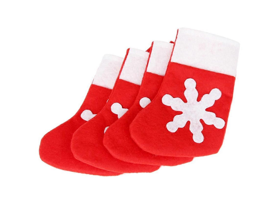 Portacubiertos navideño con 6 fundas para tenedores con forma de copo de nieve para comidas. Nostalgia88