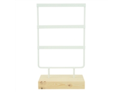 Estante Para Guardar Y Exhibir Joyas Con 36 Orificios, Base De Madera, Metal Blanco.