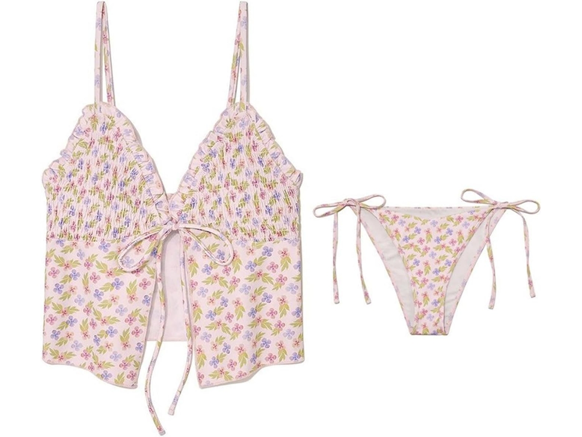 Trajes De Baño Push-up Para Mujer, Trajes De Baño De Dos Piezas Plisados, Trajes De Baño De Talle Bajo Con Abertura